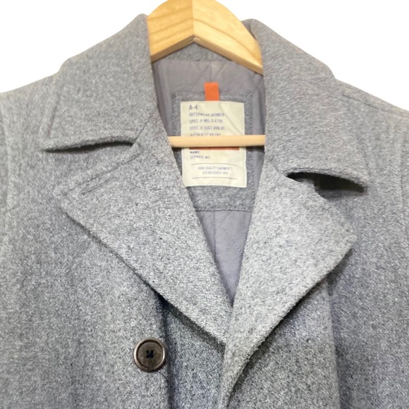 Abercrombie A-4 Womens Pea Coat Heather Grey Wool Blend Military Jacket - Picture 2 of 4
